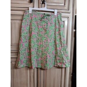 Key West TURTLE Print Skirt Tie Waist‎ Button Down - Size MEDIUM